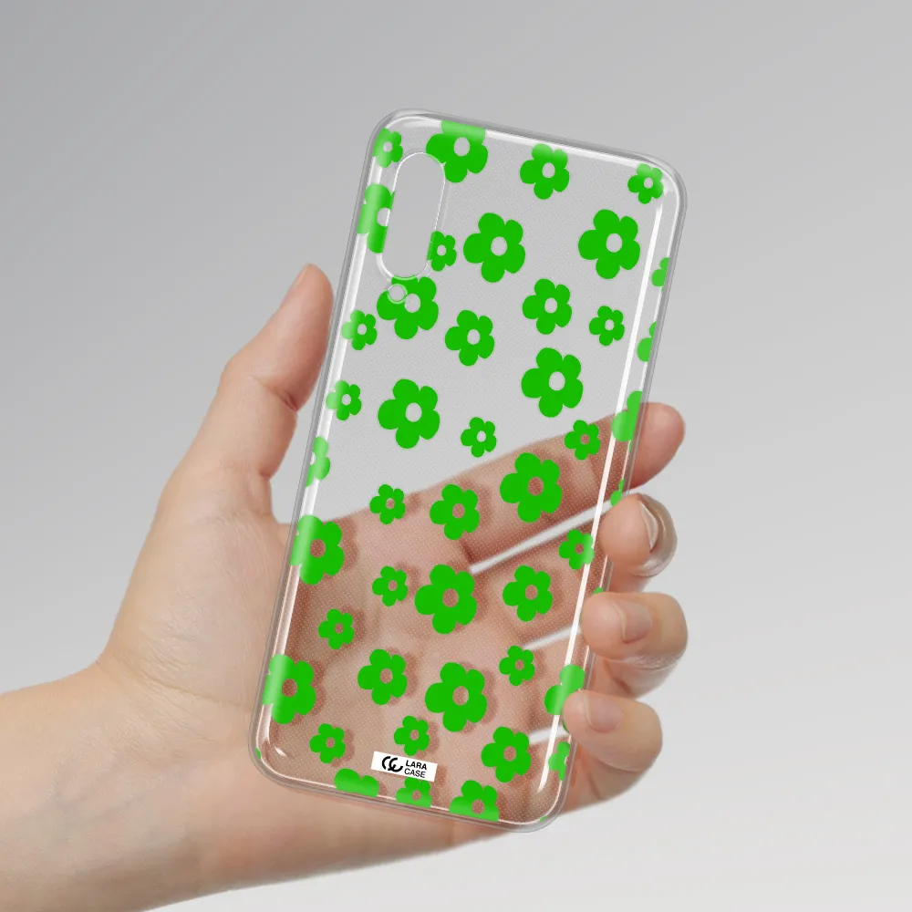 Five Petal Green Flower Samsung A90 Clear TPU Case