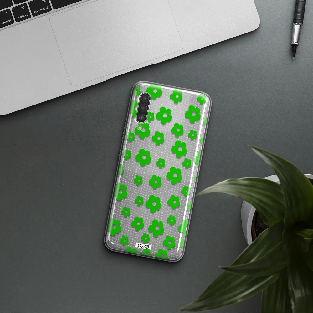 Five Petal Green Flower Samsung A90 Clear TPU Case
