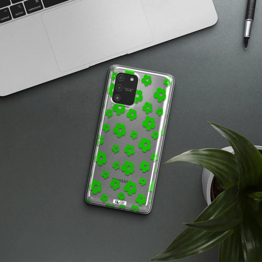 Five Petal Green Flower Samsung A91 Clear TPU Case