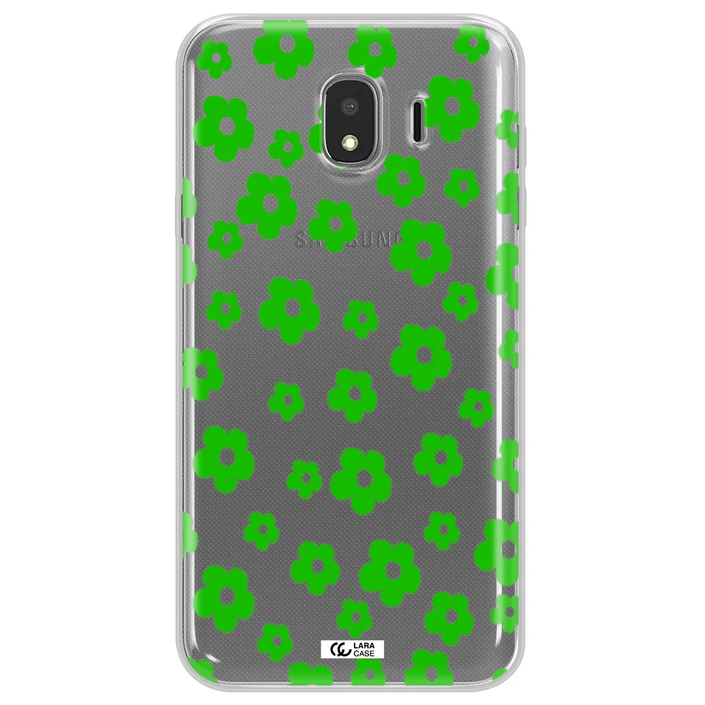 Five Petal Green Flower Samsung J4 Clear TPU Case