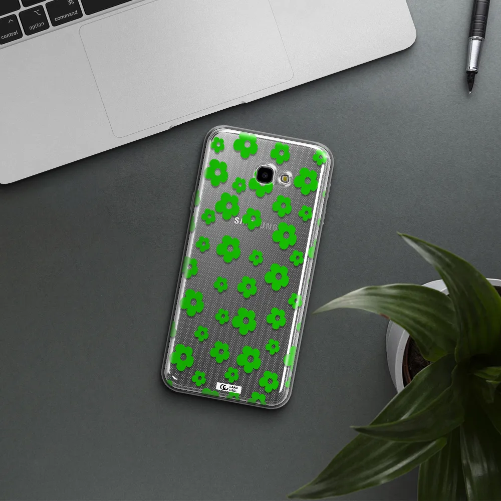 Five Petal Green Flower Samsung J4 Plus Clear TPU Case