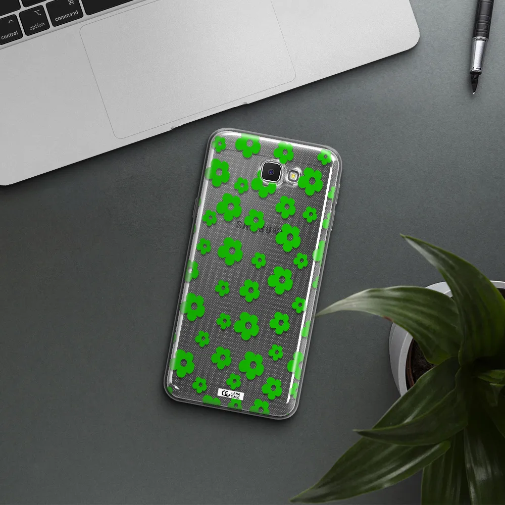 Five Petal Green Flower Samsung J5 Prime Clear TPU Case