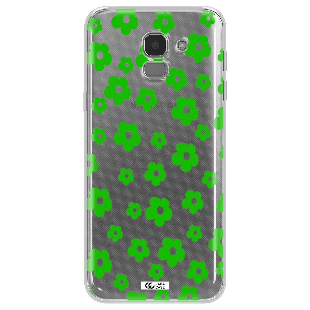 Five Petal Green Flower Samsung J6 Clear TPU Case