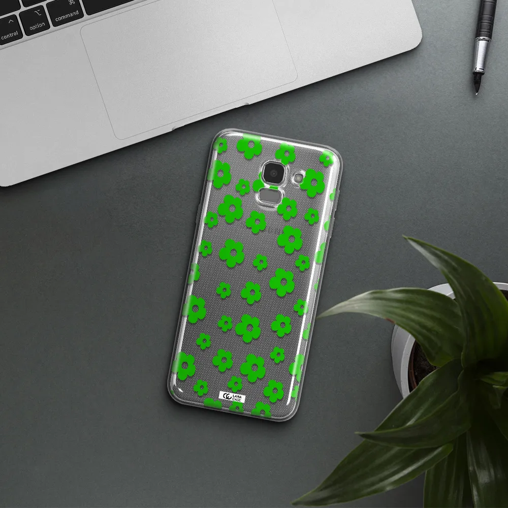Five Petal Green Flower Samsung J6 Clear TPU Case