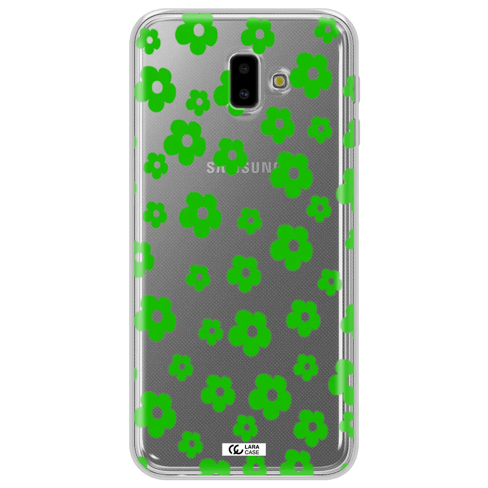 Five Petal Green Flower Samsung J6 Plus Clear TPU Case