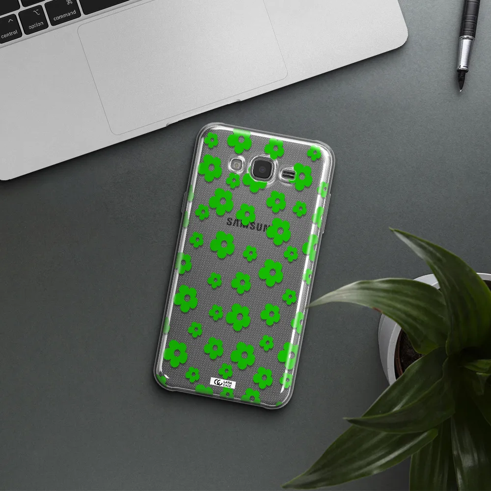 Five Petal Green Flower Samsung J7 2015 Clear TPU Case