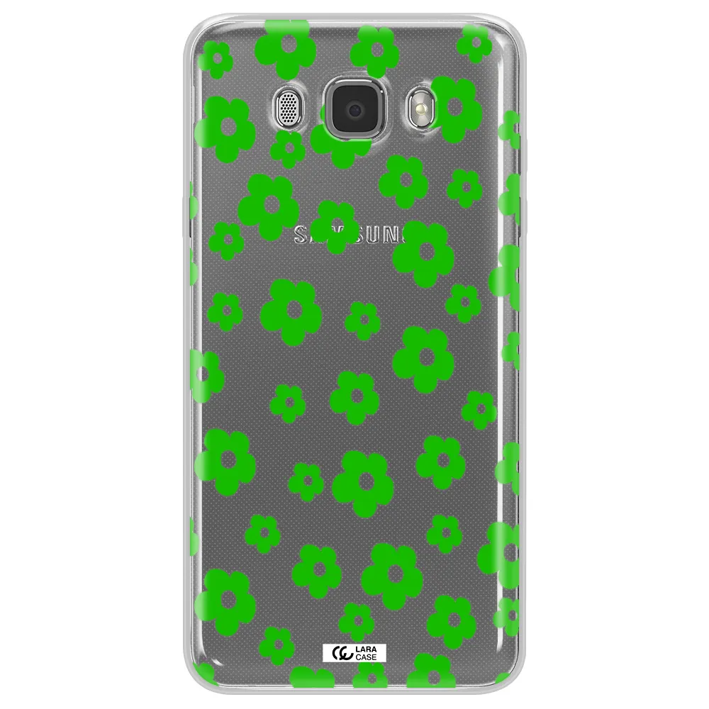 Five Petal Green Flower Samsung J7 2016 Clear TPU Case