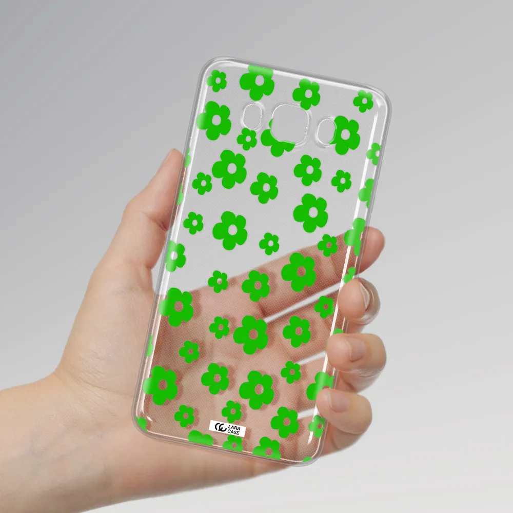 Five Petal Green Flower Samsung J7 2016 Clear TPU Case