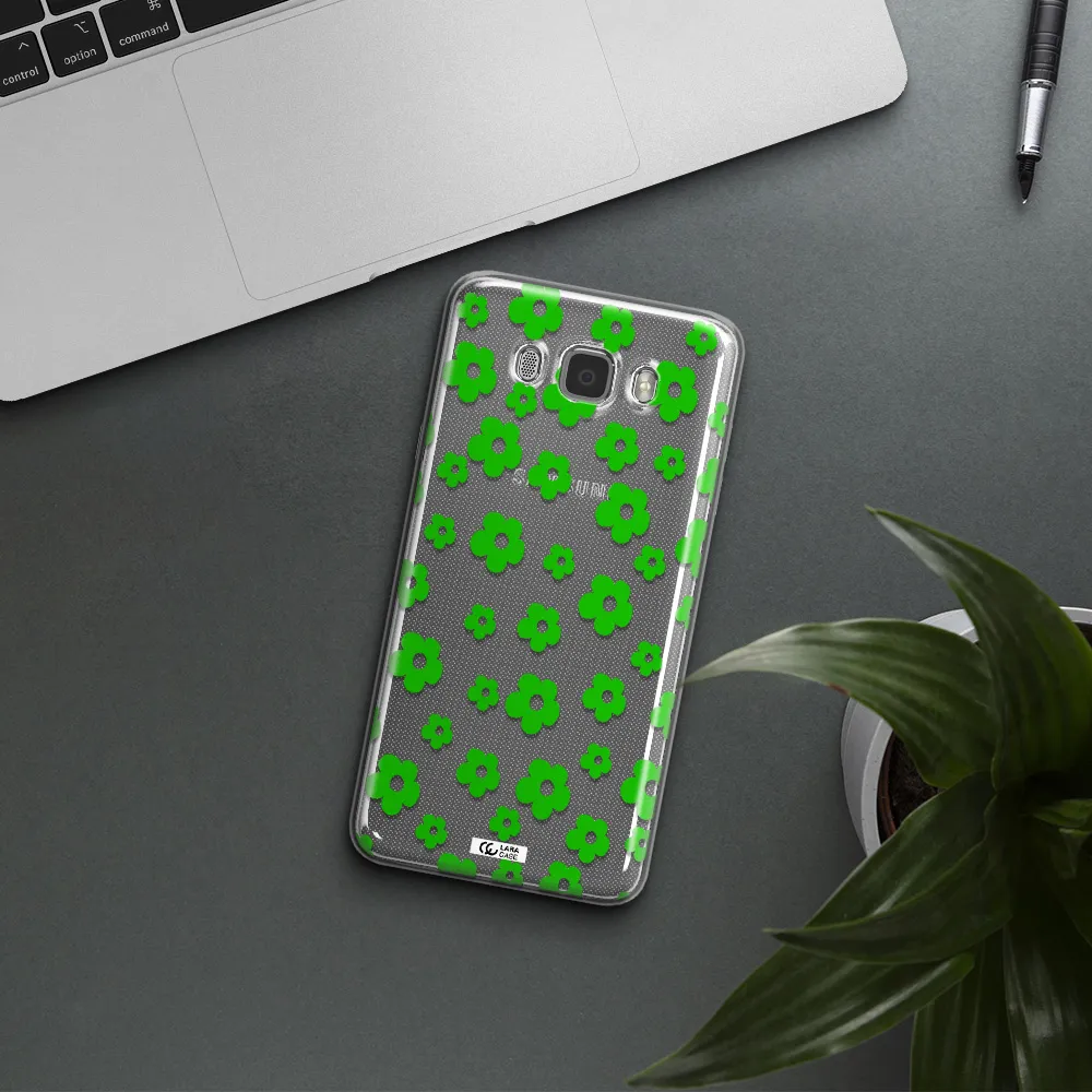 Five Petal Green Flower Samsung J7 2016 Clear TPU Case