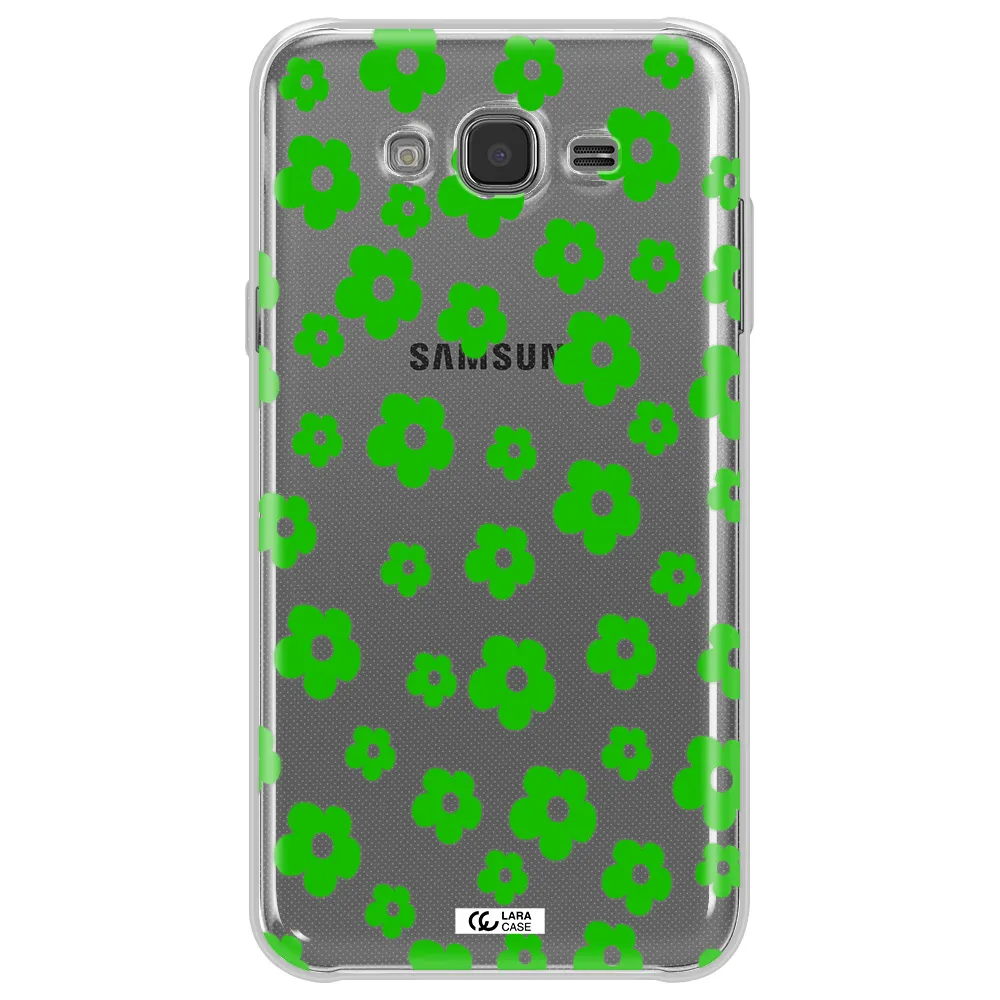 Five Petal Green Flower Samsung J7 Core Clear TPU Case