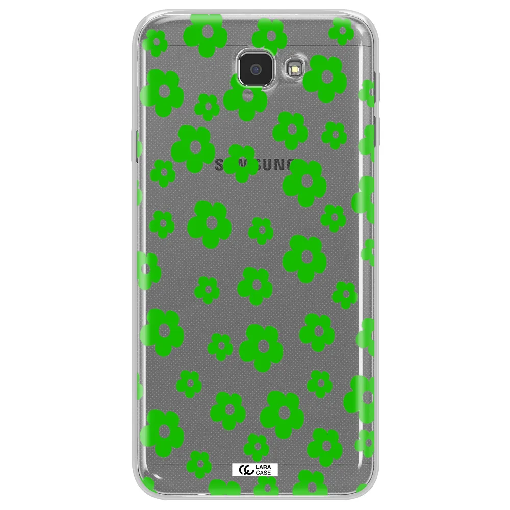 Five Petal Green Flower Samsung J7 Prim Clear TPU Case