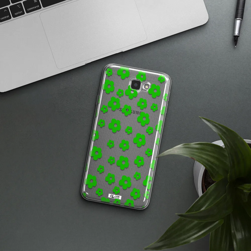Five Petal Green Flower Samsung J7 Prim Clear TPU Case