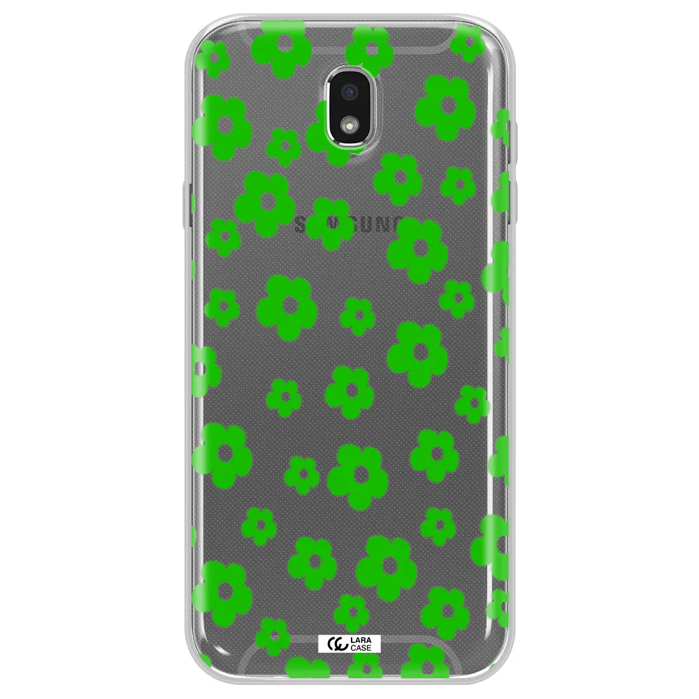 Five Petal Green Flower Samsung J7 Pro Clear TPU Case