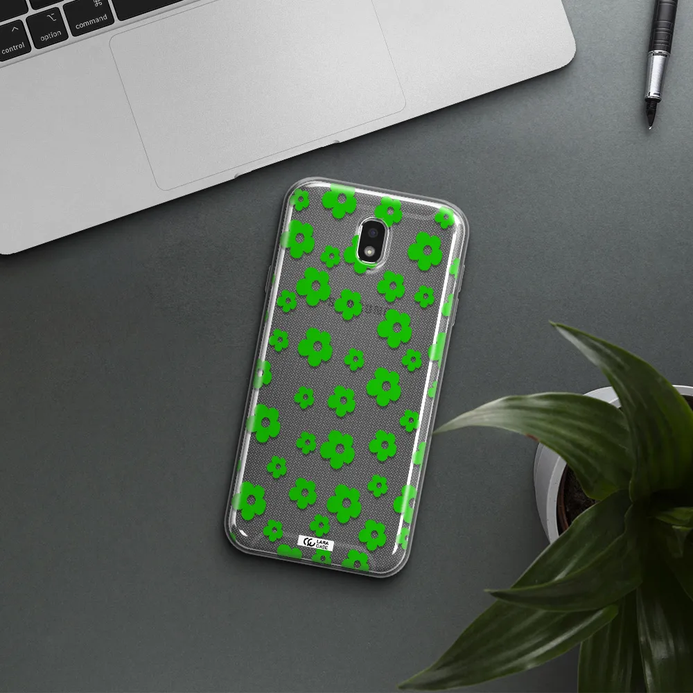 Five Petal Green Flower Samsung J7 Pro Clear TPU Case