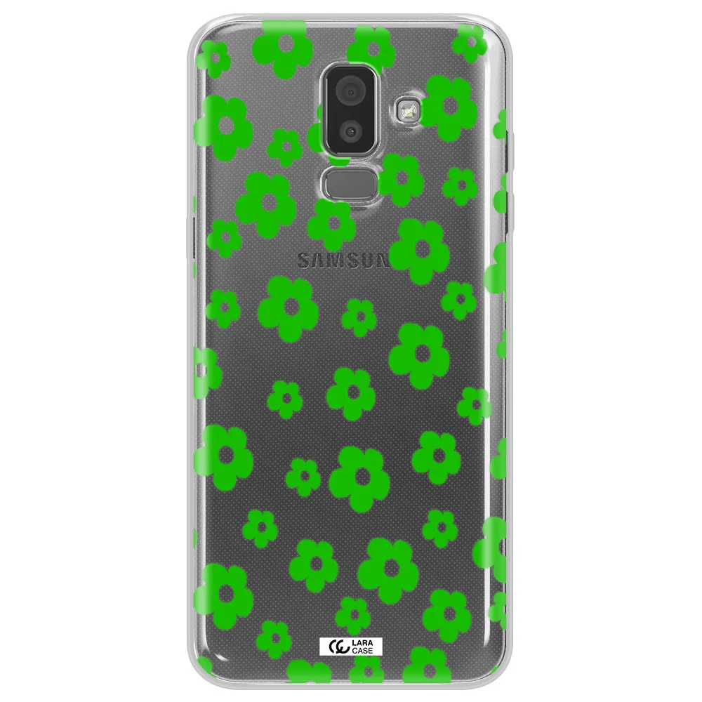 Five Petal Green Flower Samsung J8 Clear TPU Case