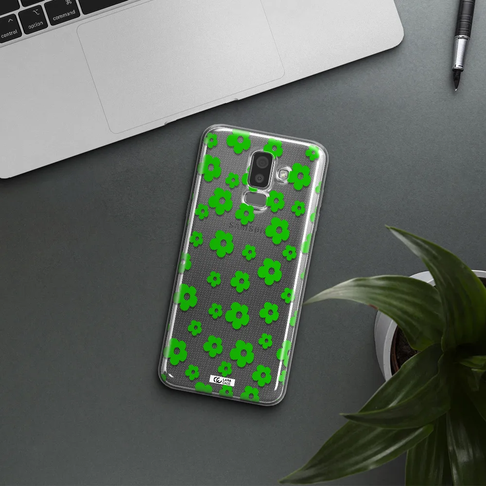 Five Petal Green Flower Samsung J8 Clear TPU Case