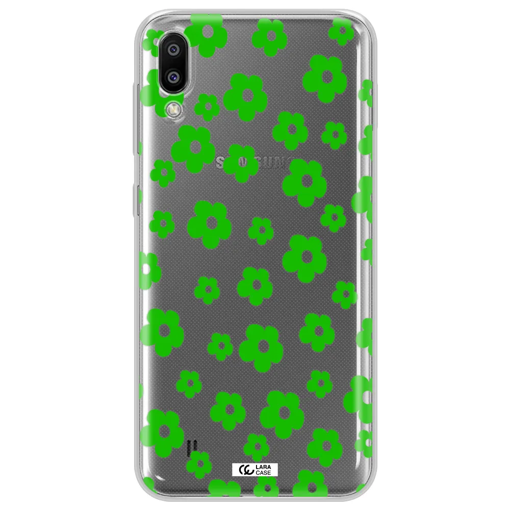 Five Petal Green Flower Samsung M10 Clear TPU Case