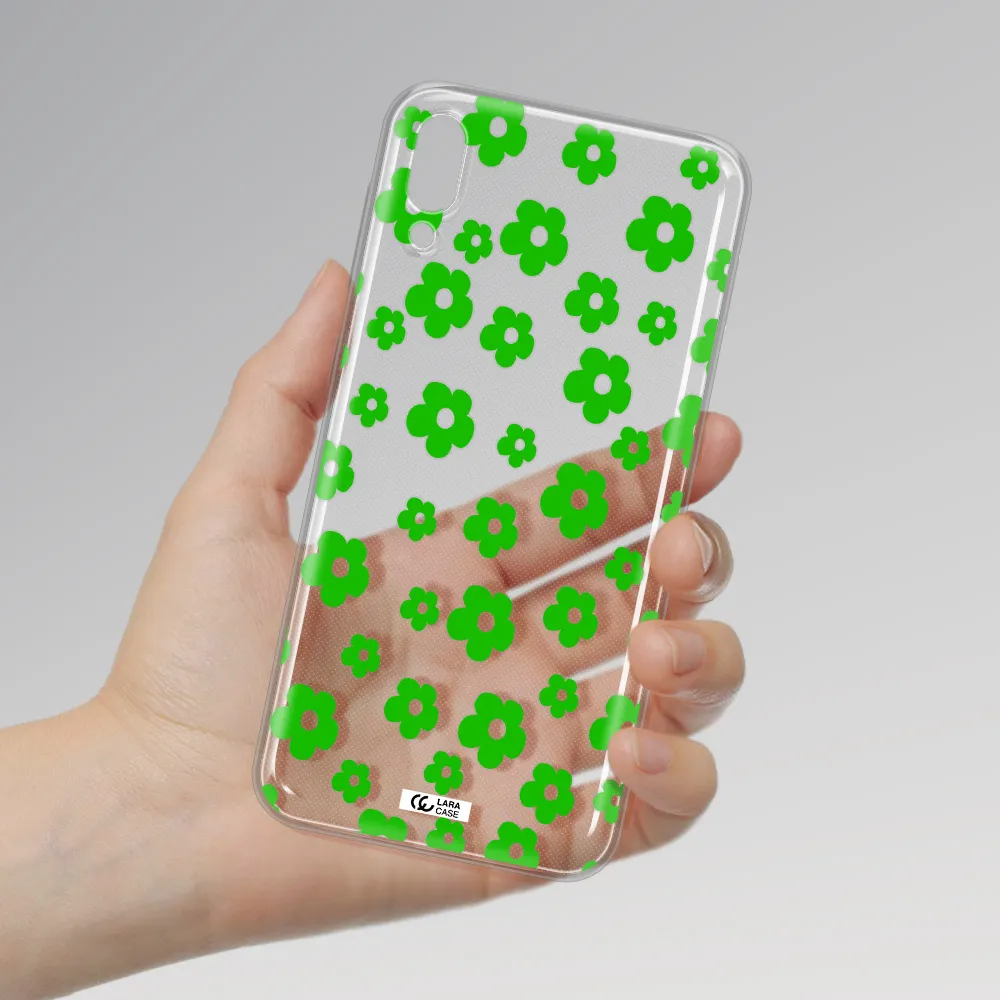 Five Petal Green Flower Samsung M10 Clear TPU Case