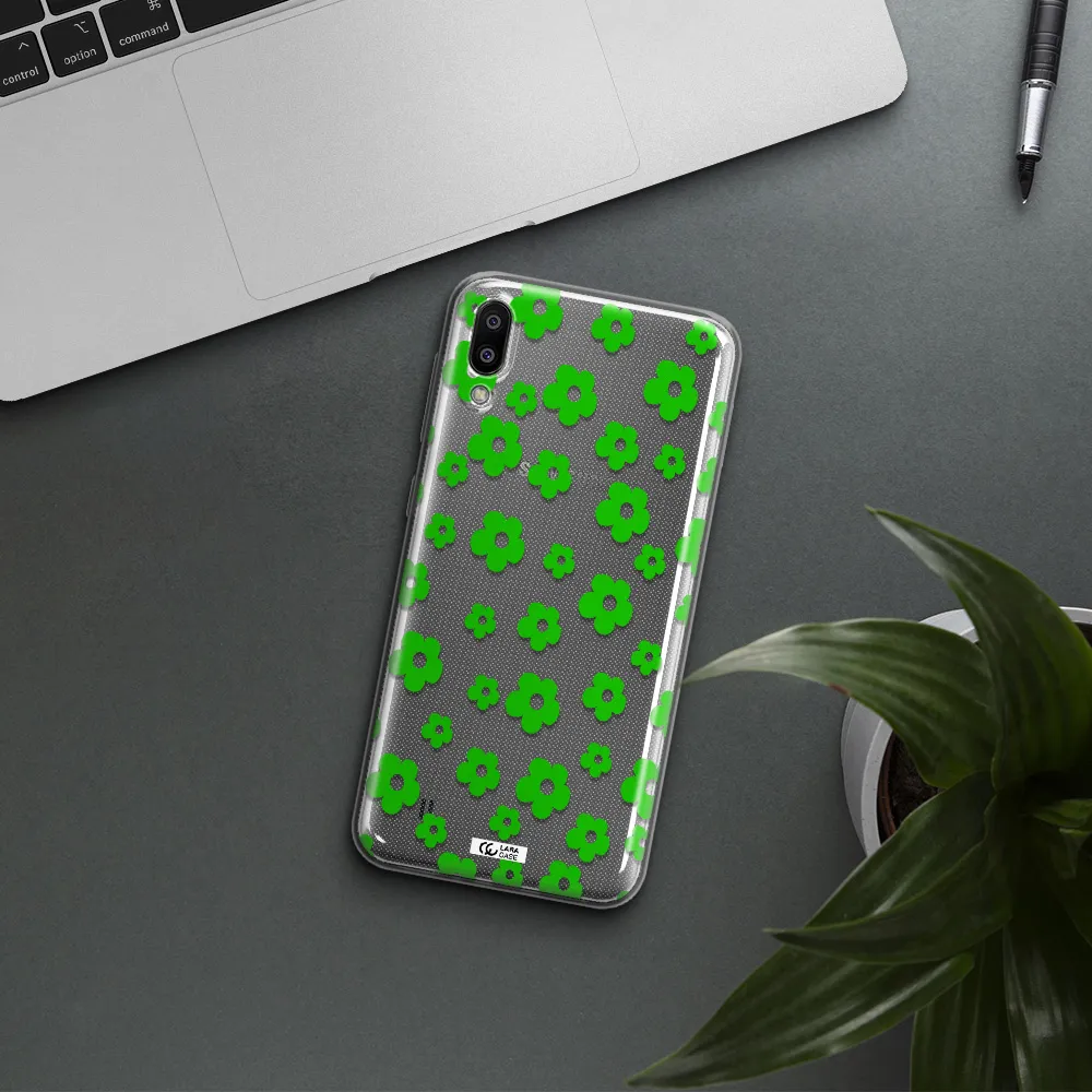 Five Petal Green Flower Samsung M10 Clear TPU Case