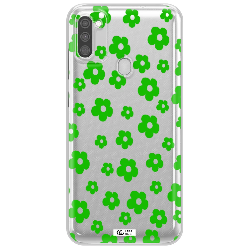 Five Petal Green Flower Samsung M11 Clear TPU Case