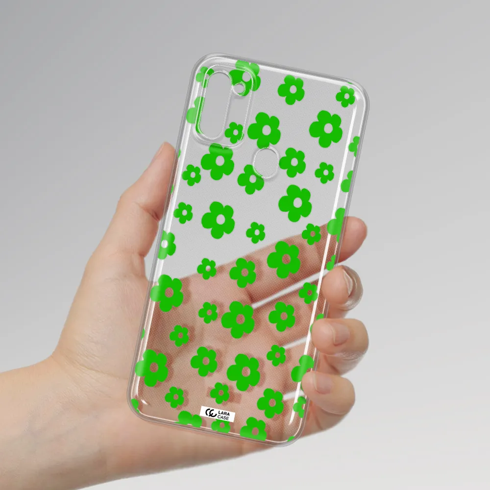 Five Petal Green Flower Samsung M11 Clear TPU Case