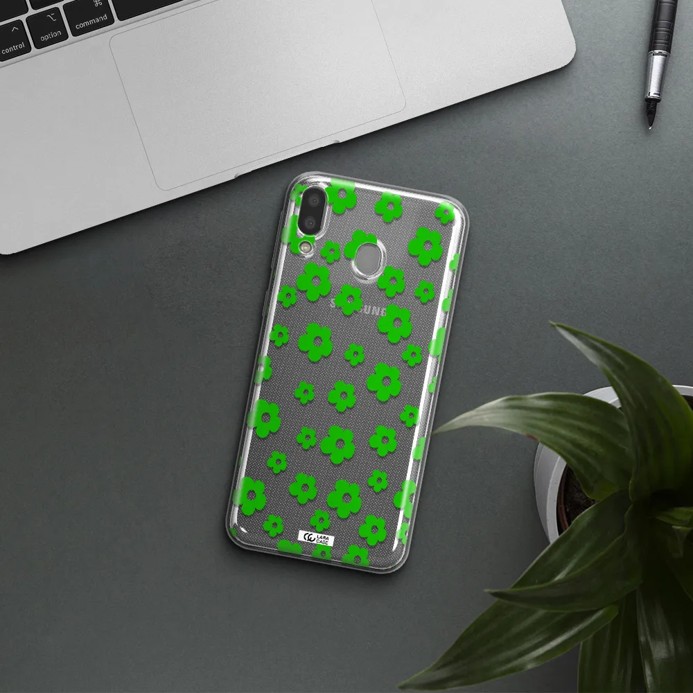 Five Petal Green Flower Samsung M20 Clear TPU Case