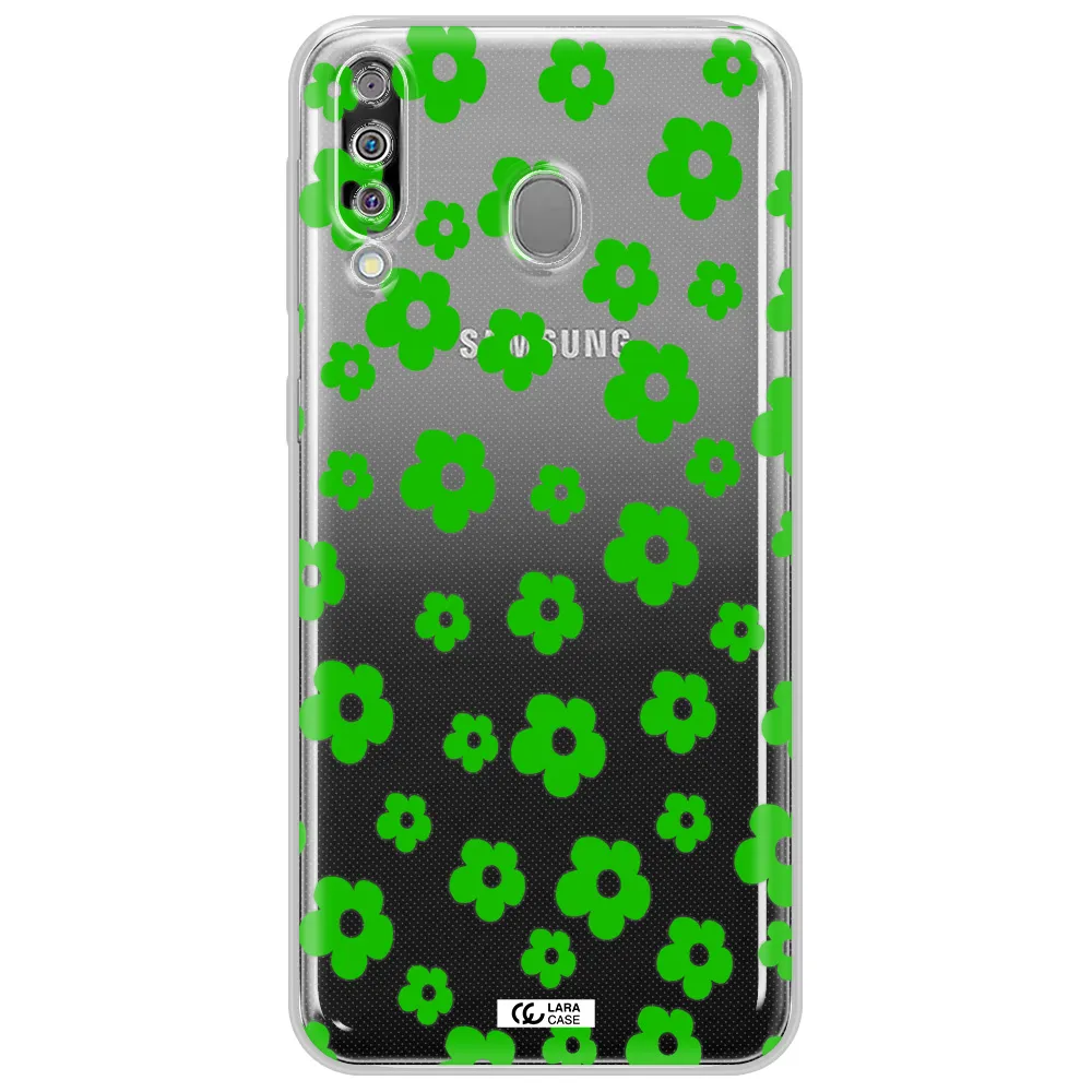 Five Petal Green Flower Samsung M30 Clear TPU Case