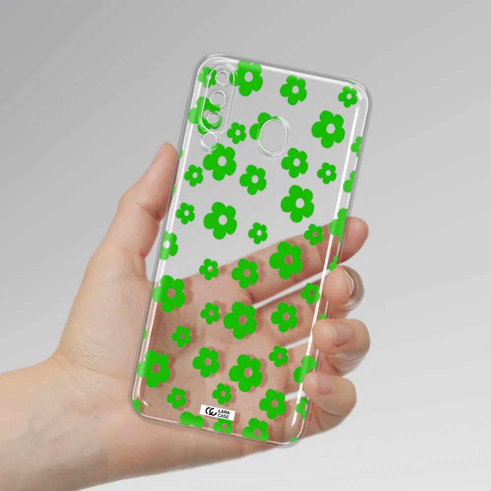 Five Petal Green Flower Samsung M30 Clear TPU Case