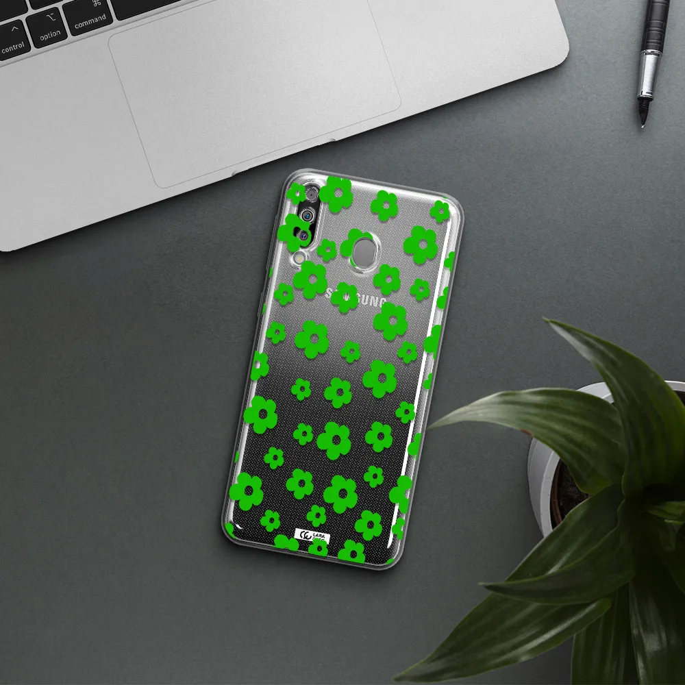 Five Petal Green Flower Samsung M30 Clear TPU Case