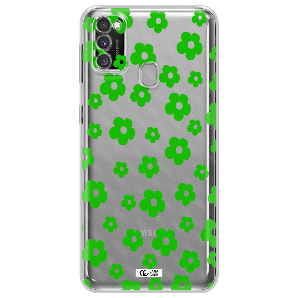 Five Petal Green Flower Samsung M30S Clear TPU Case