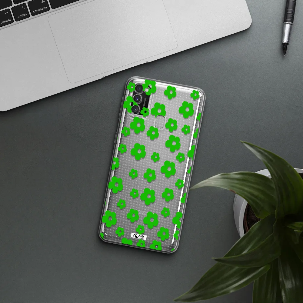 Five Petal Green Flower Samsung M30S Clear TPU Case