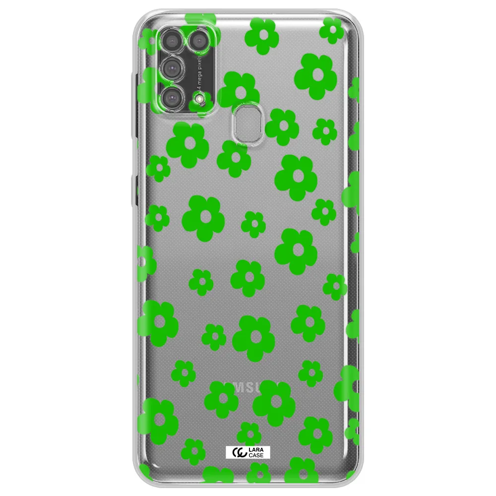 Five Petal Green Flower Samsung M31 Clear TPU Case