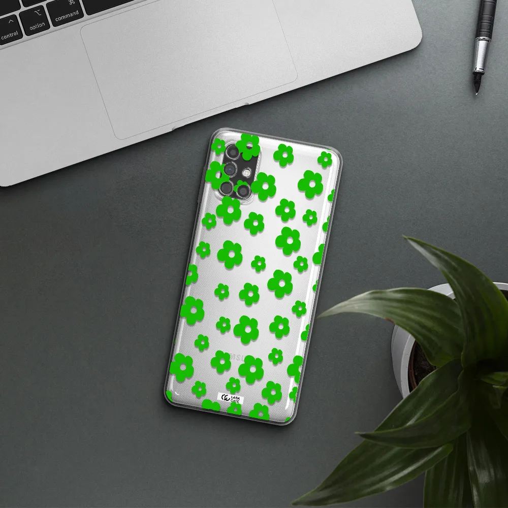 Five Petal Green Flower Samsung M31S Clear TPU Case