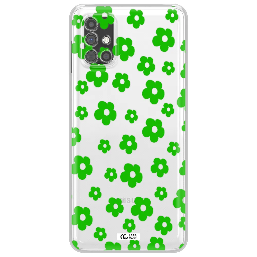 Five Petal Green Flower Samsung M51 Clear TPU Case