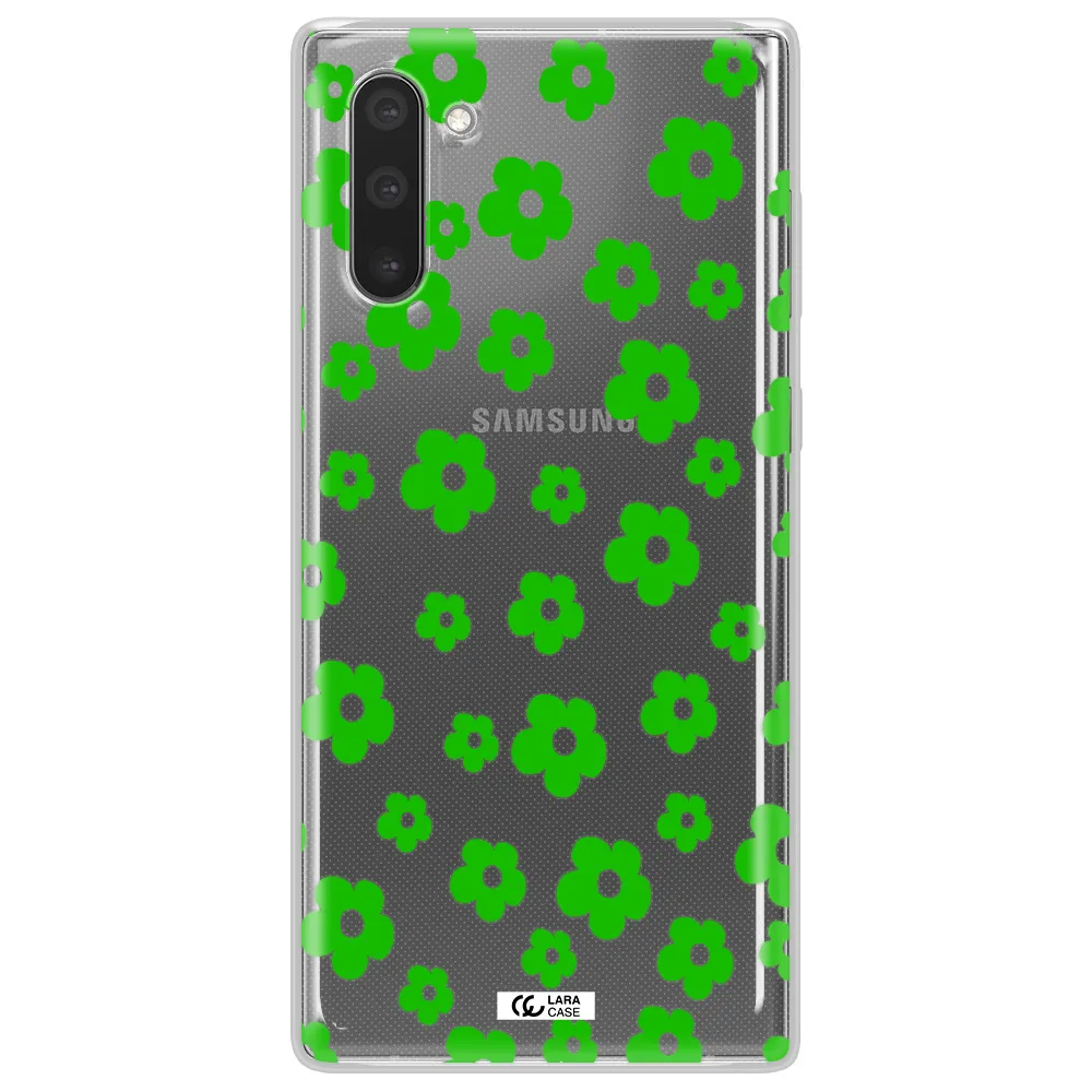 Five Petal Green Flower Samsung Note 10 Clear TPU Case