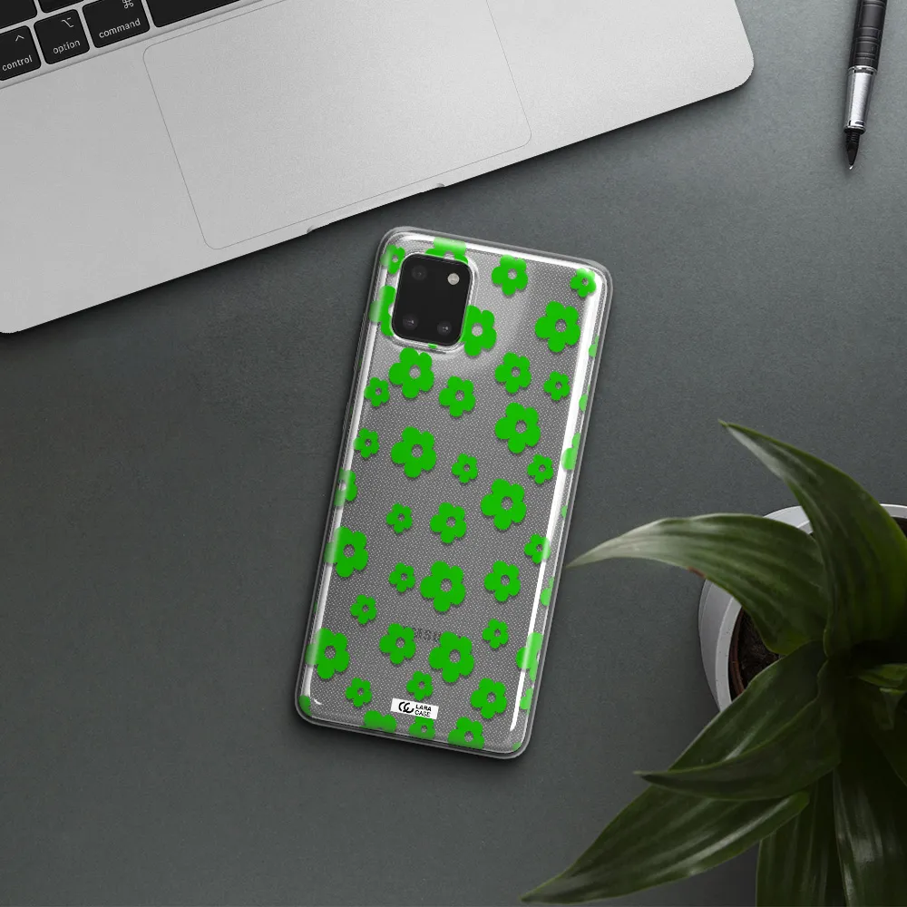 Five Petal Green Flower Samsung Note 10 Lite Clear TPU Case