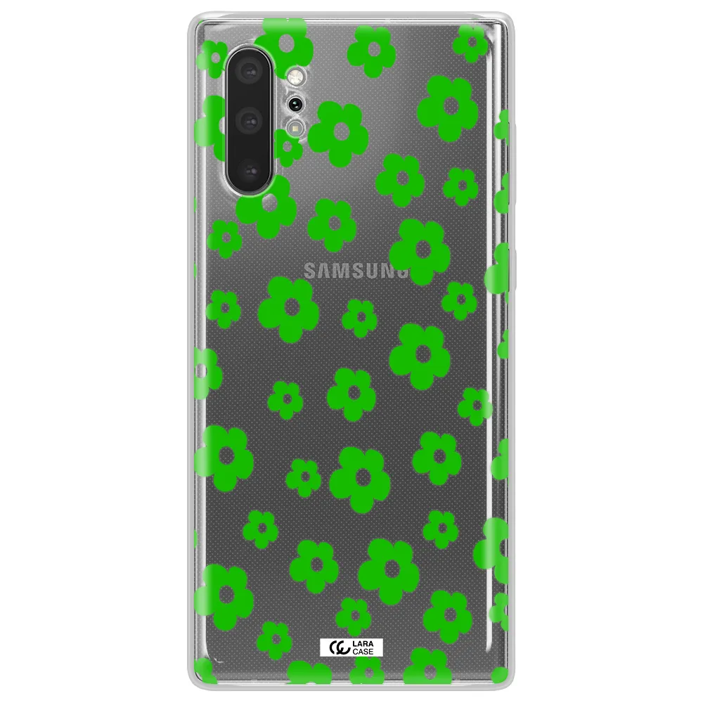 Five Petal Green Flower Samsung Note 10 Plus Clear TPU Case
