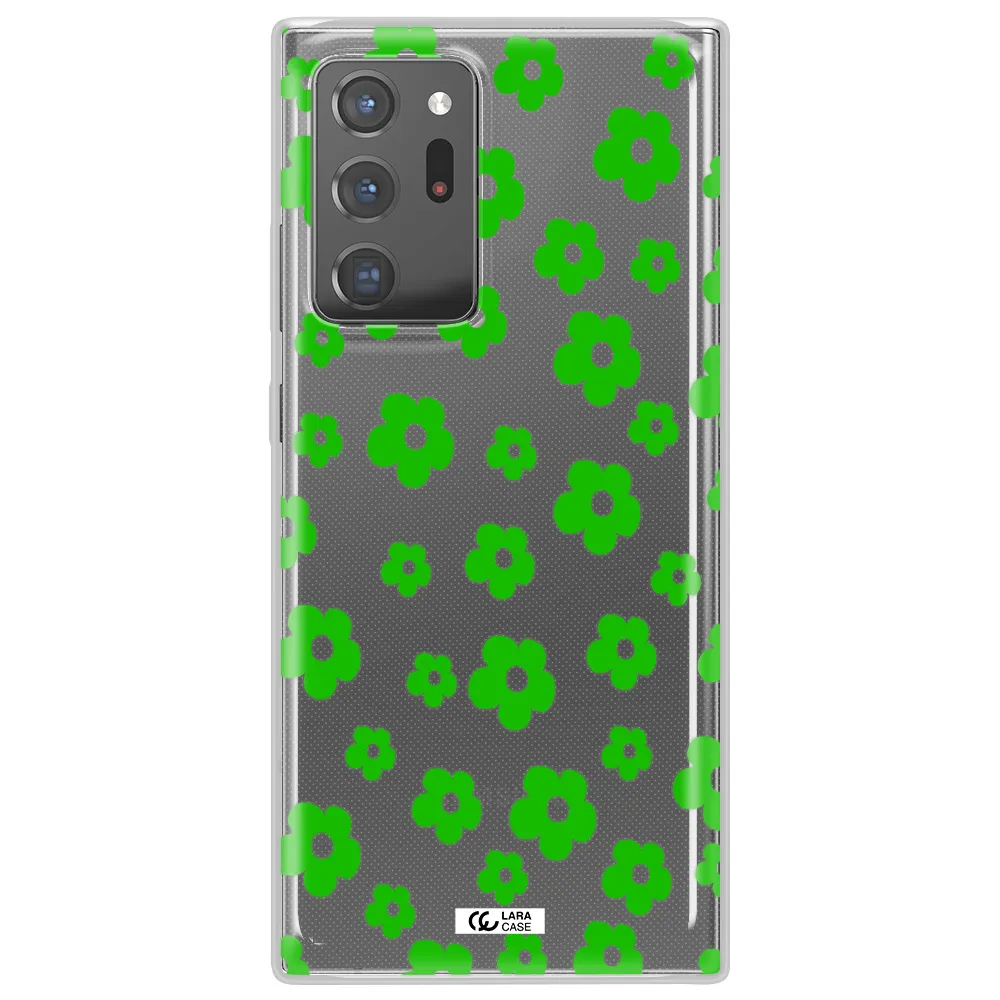 Five Petal Green Flower Samsung Note 20 Ultra Clear TPU Case