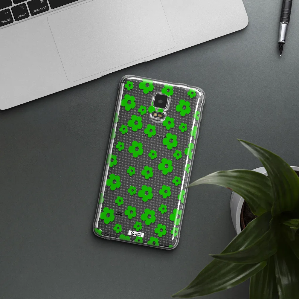 Five Petal Green Flower Samsung Note 4 Clear TPU Case