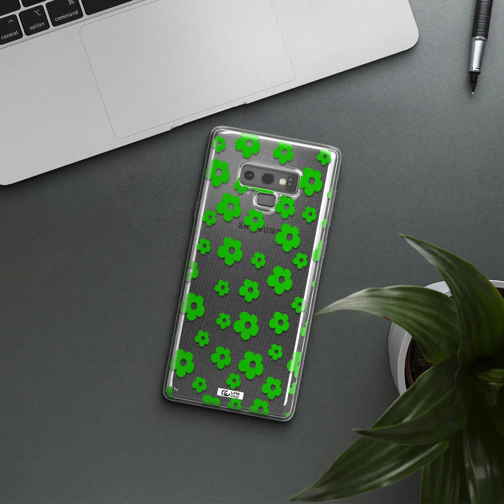 Five Petal Green Flower Samsung Note 9 Clear TPU Case