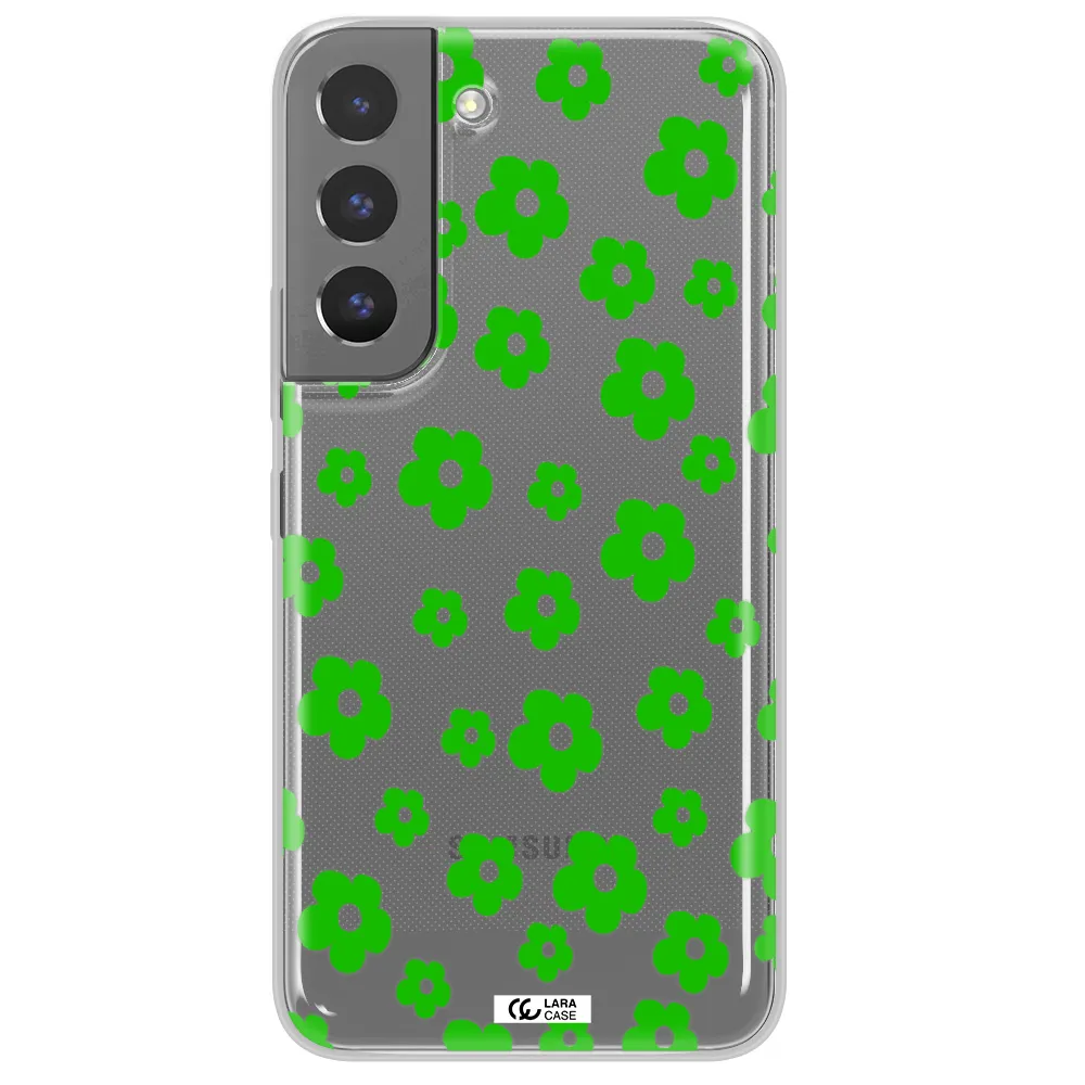 Five Petal Green Flower Samsung S 22 Clear TPU Case
