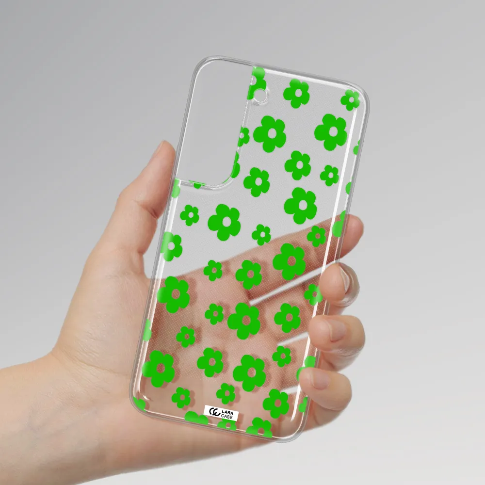 Five Petal Green Flower Samsung S 22 Clear TPU Case