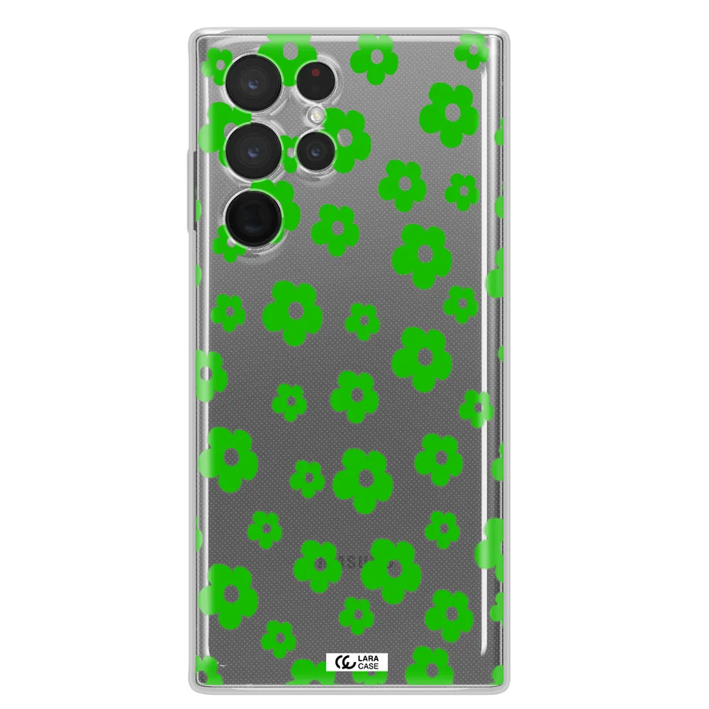 Five Petal Green Flower Samsung S 22 Ultra Clear TPU Case