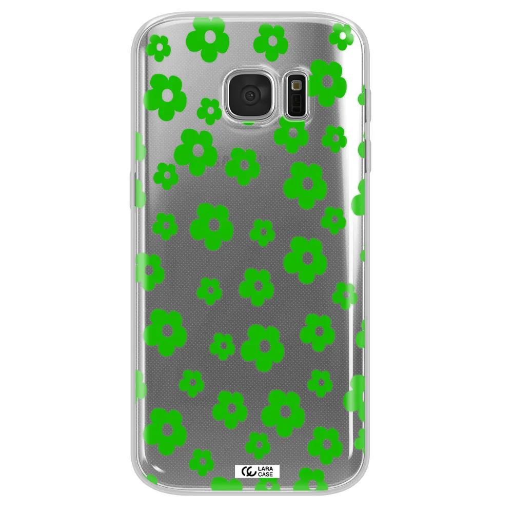 Five Petal Green Flower Samsung S 7 Clear TPU Case
