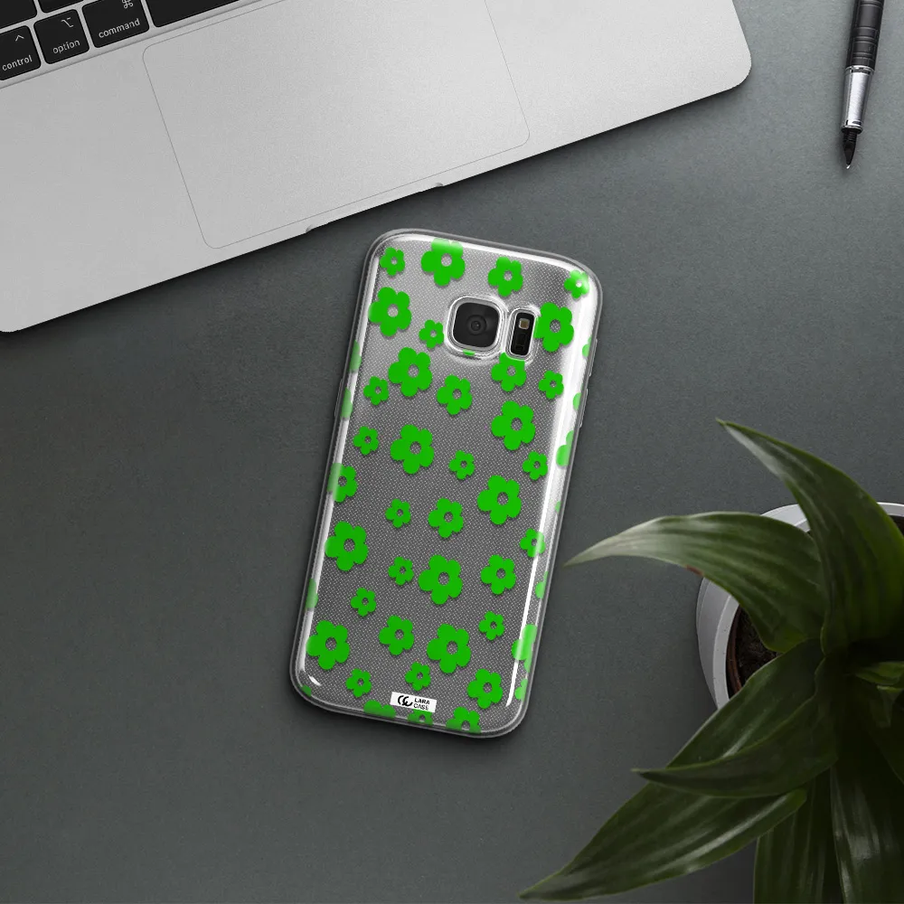 Five Petal Green Flower Samsung S 7 Clear TPU Case