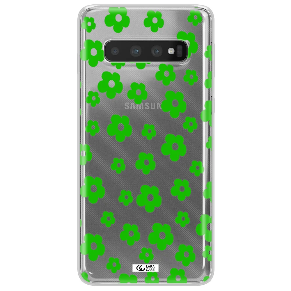 Five Petal Green Flower Samsung S10 Clear TPU Case