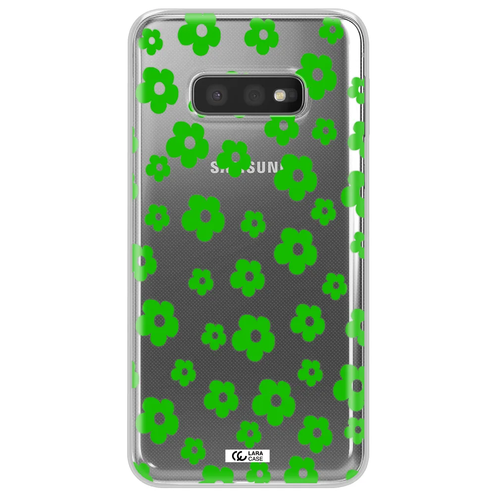 Five Petal Green Flower Samsung S10e Clear TPU Case
