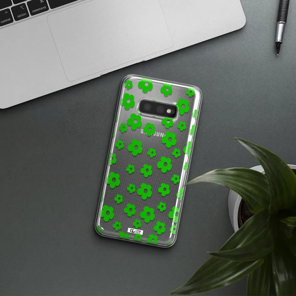 Five Petal Green Flower Samsung S10e Clear TPU Case