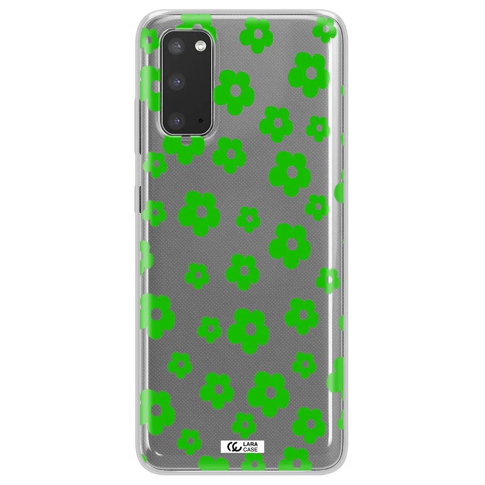 Five Petal Green Flower Samsung S20 Clear TPU Case