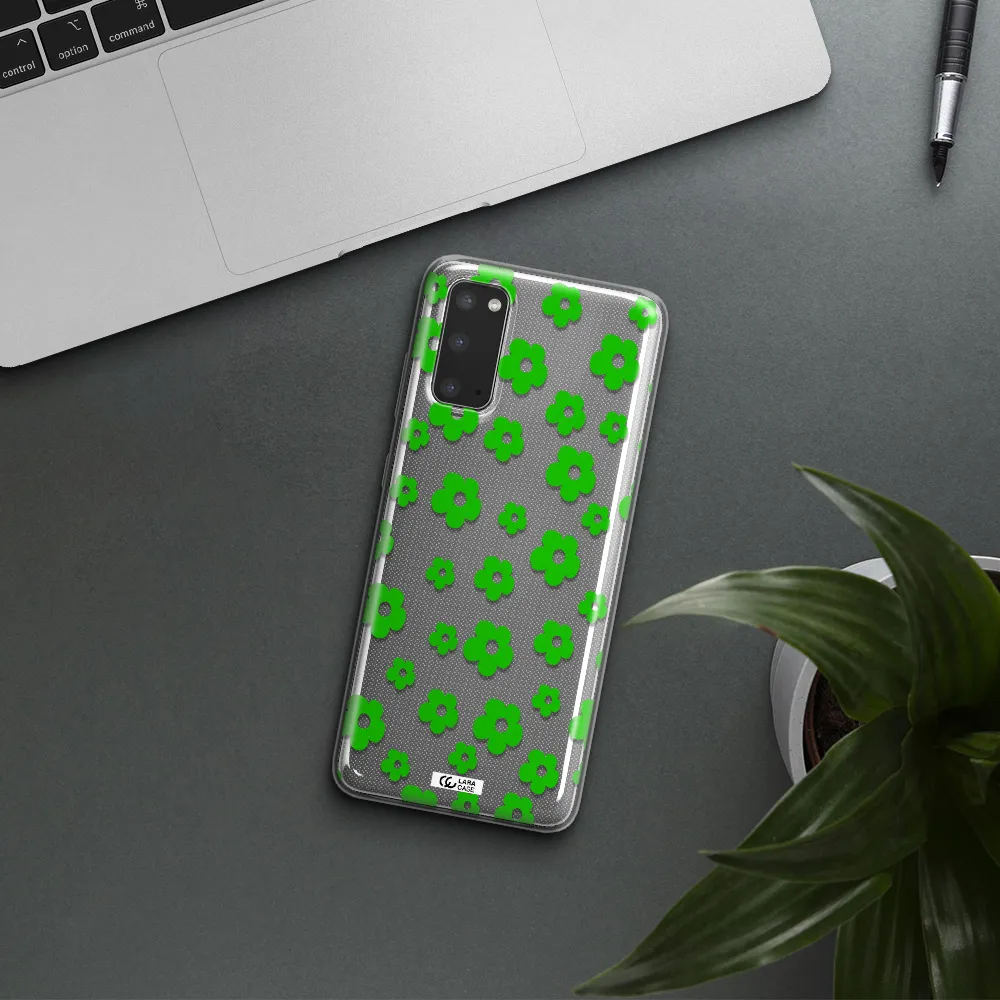 Five Petal Green Flower Samsung S20 Clear TPU Case